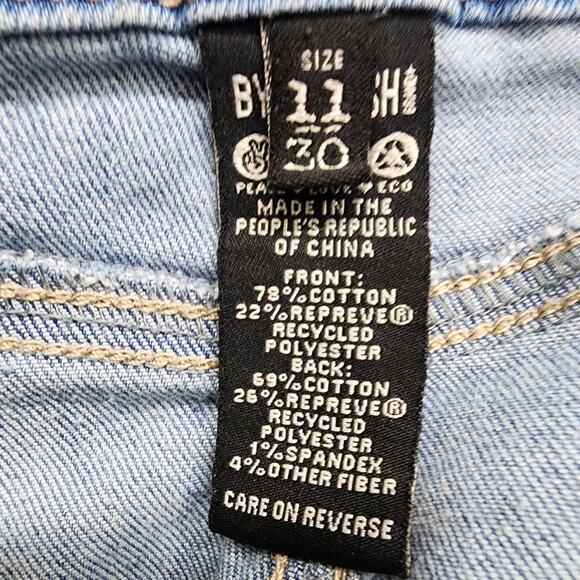 Rewash Skirt Womens 11/30 Blue Distressed Mini Raw Hem Stretch Casual Beach - Picture 5 of 9